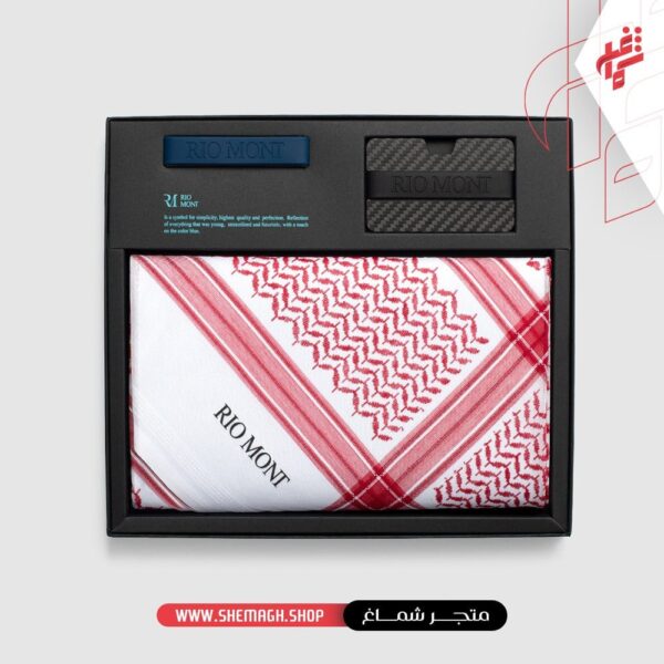 شماغ ريو مون كلاسك احمر مع محفظة كاربون فايبر بحزام أسود أخضر