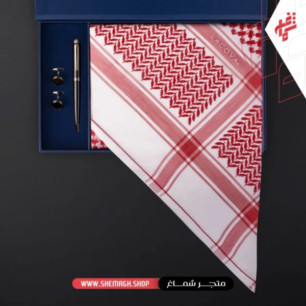 طقم شماغ لاكوفا احمر كلاسيك نيفي نوي LCR19