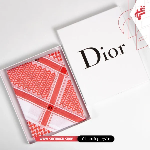 شماغ ديور انجليزي لون أحمر برتقالي