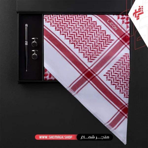 طقم شماغ ليون احمر كلاسيك